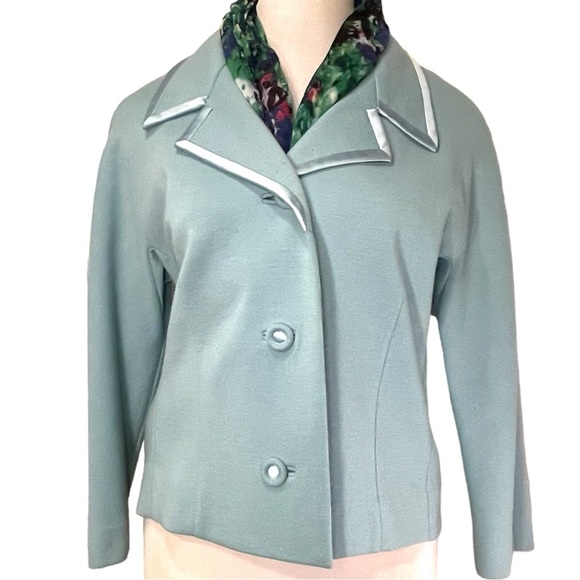 Vintage French Designer 60s Blue Blazer Jacket - Picture 8 of 13